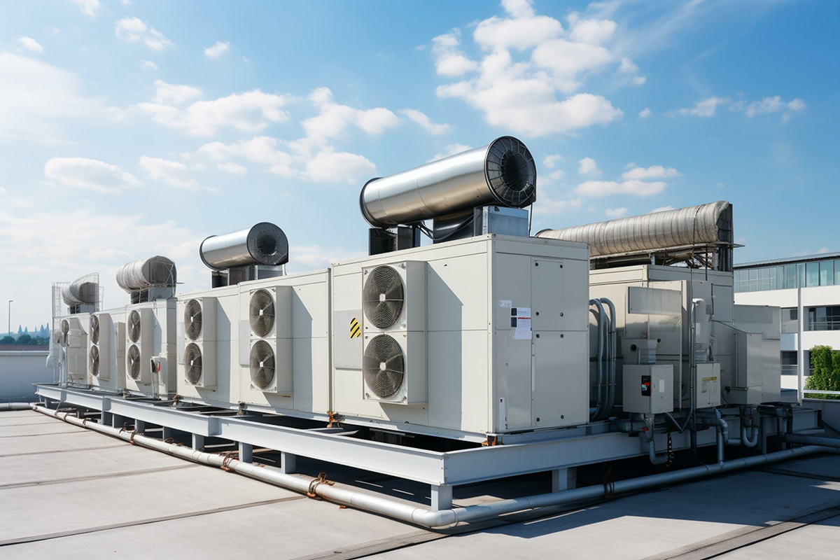 Image of commercial HVAC units on a roof | Temple Heat and Air