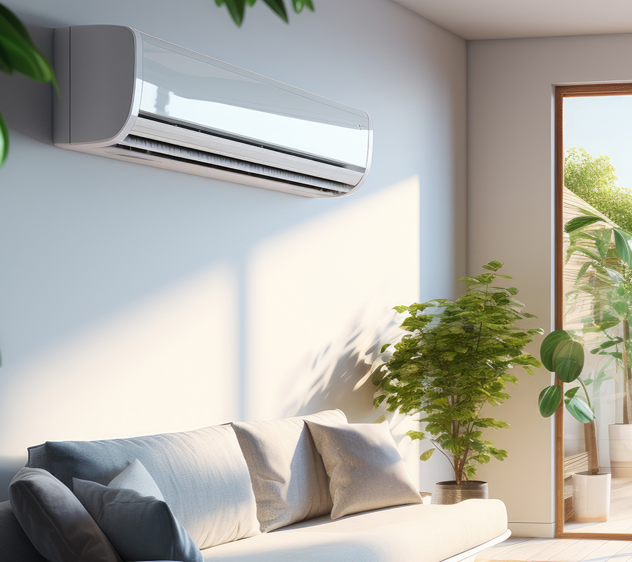 Image of a split HVAC unit in living room | Temple Heat and Air